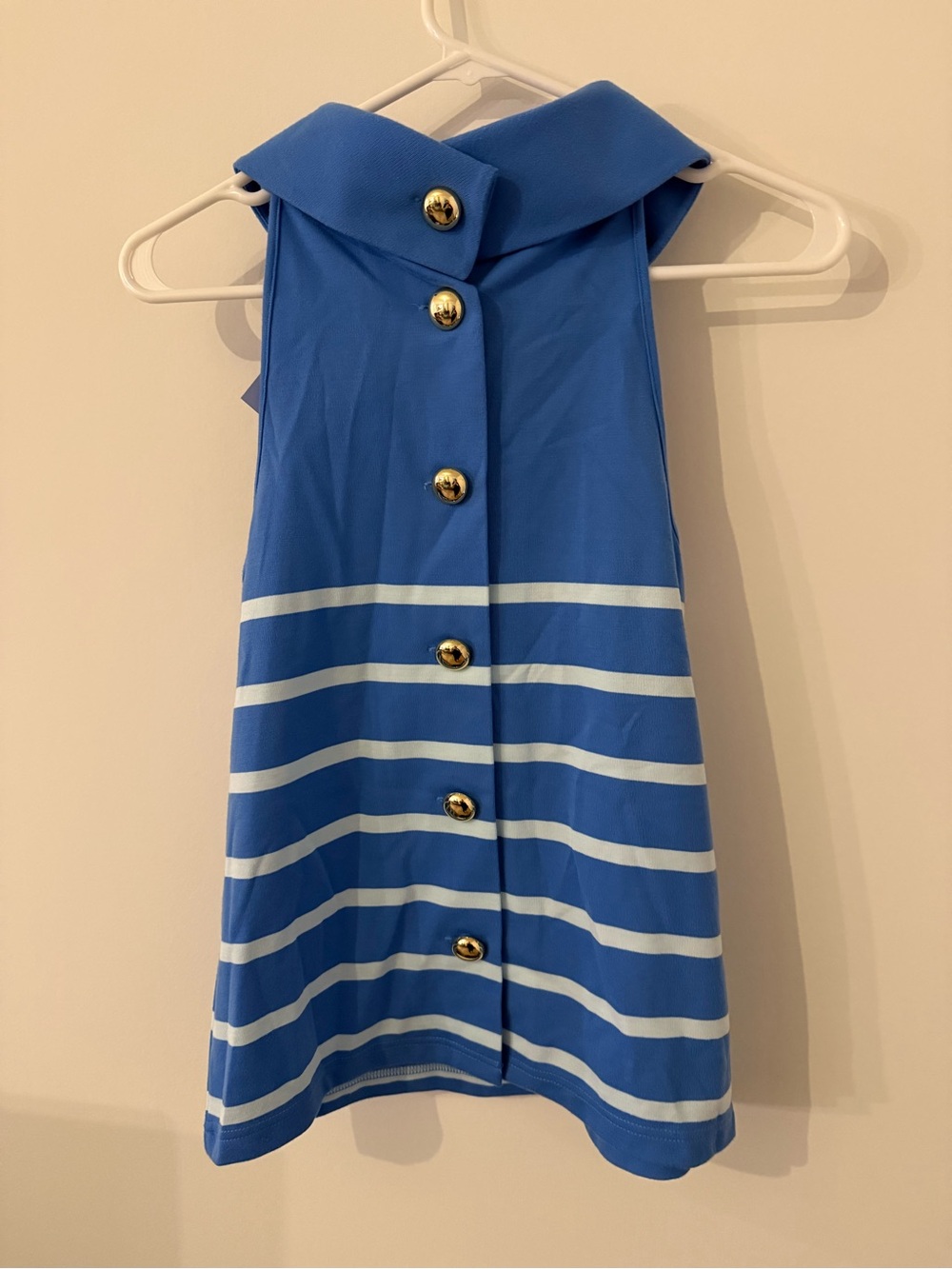 NWT Sail to Sable High Neck Striped Sleeveless Blouse Gold Detail Women’s XS - Picture 5 of 5